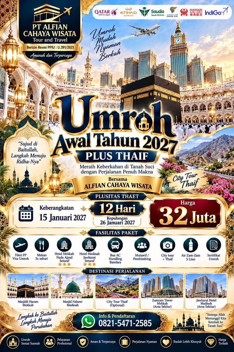 Umroh Awal Tahun 2027 Plus Thaif